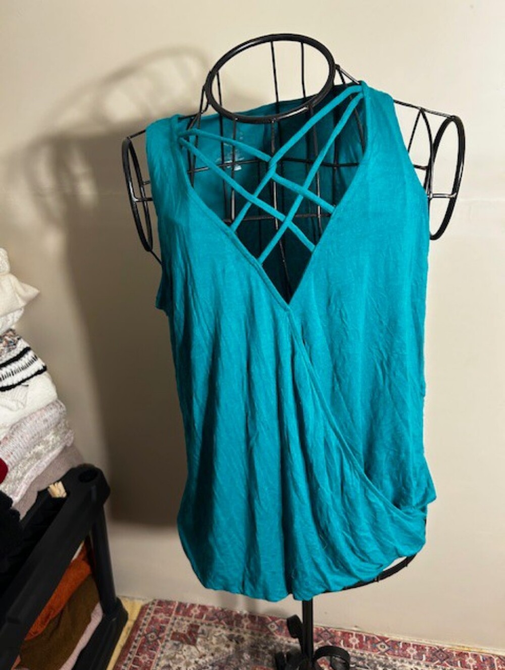 Size large womens tank top shirt blouse tee t green